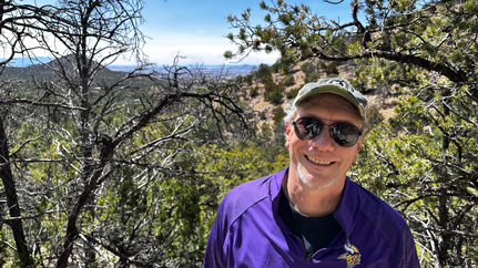 Dennis Warner hiking outside of Sante Fe-2025